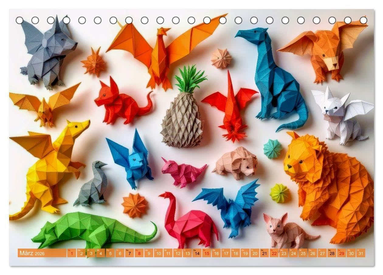 Origami-Formen (Tischkalender 2026 DIN A5 quer), CALVENDO Monatskalender: Origami verbindet Ästhetik und Struktur, mathematisch präzise Faltungen erzeugen komplexe Formen mit minimalistischer Eleganz.
