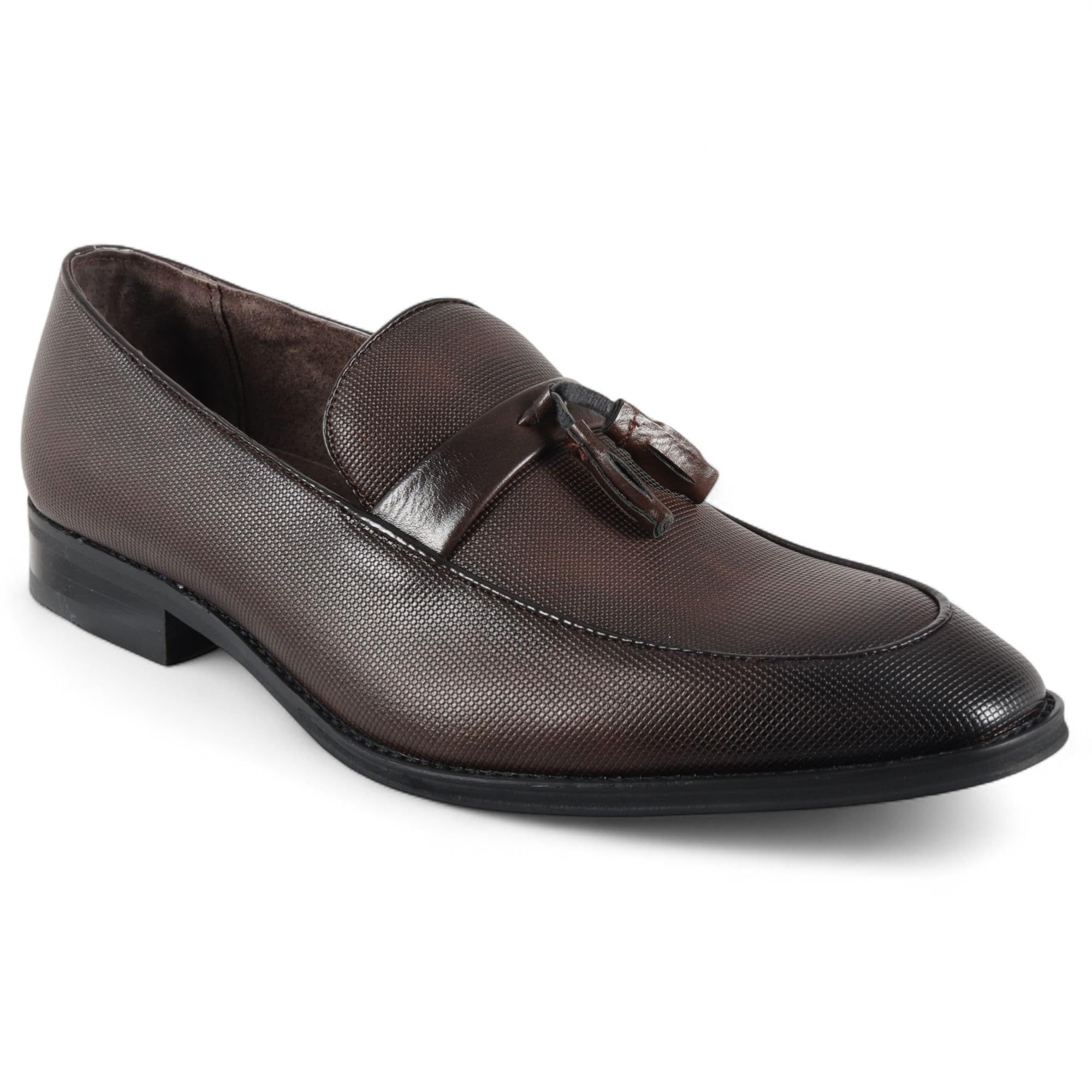 Zapatos Formales Dolcetto para Hombre, Mocasines Clásicos Marrones con Borlas.