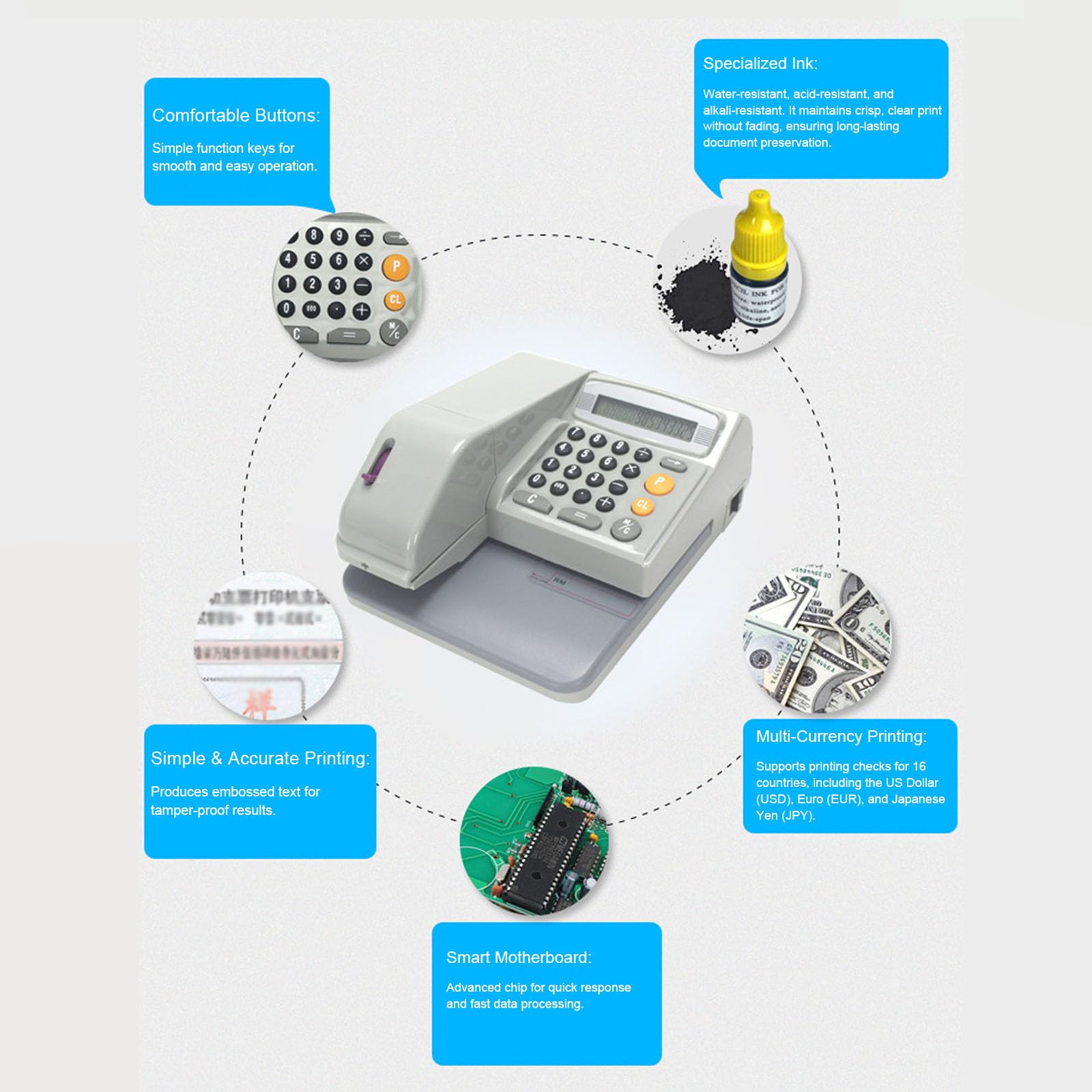 Calculadora de escritorio resistente con impresión de cinta y conversión de moneda, pantalla LCD de 16 dígitos, ideal para uso comercial y de oficina