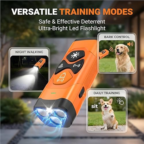 Miniatura 5 de Dispositivos disuasorios de ladridos para perros con botón de ladrido instantáneo, dispositivo ultrasónico antiladridos de 23 pies para perros,