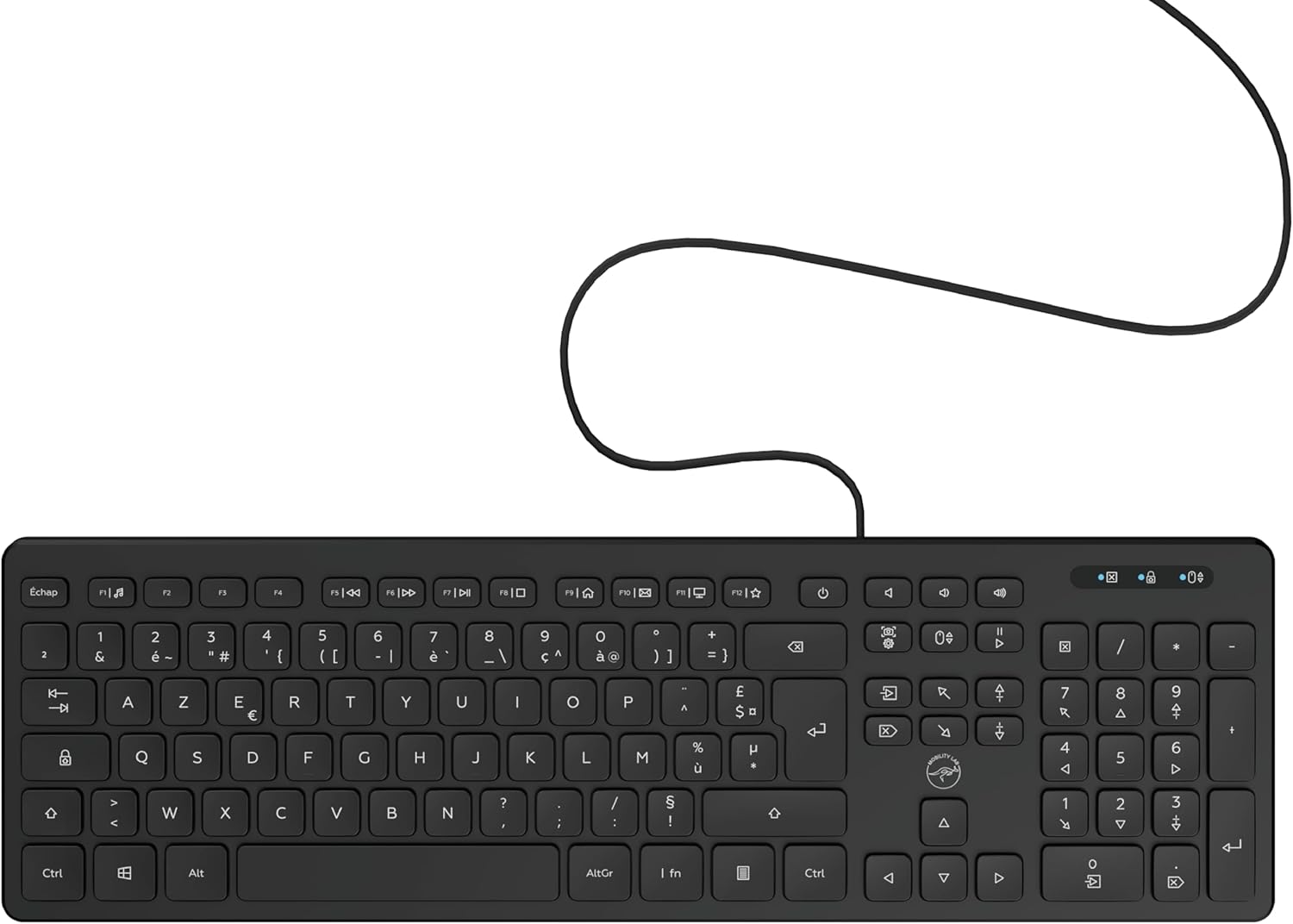 Mobility Lab – Tastiera PC aziendale cablata con 2 hub USB integrati – Nera