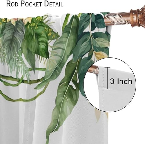 Miniatura 6 de Cortinas de ventana con hojas tropicales, naturaleza tropical, selva, plantas silvestres, palmeras y vides, paisaje tropical de selva tropical,