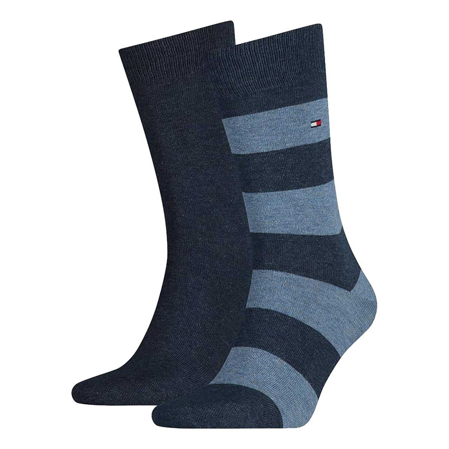 Tommy Hilfiger - Classic Mens Socks - Men's Accessories - Tommy Hilfiger Mens Socks - Signature Embroidered Logo - 2 Pack - Blue