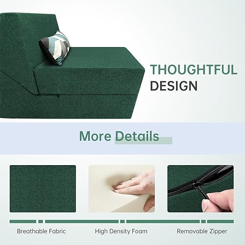 Miniatura 7 de ANONER Sofá plegable de espuma viscoelástica convertible con almohada, diván para sala de estar, dormitorio y apartamento, oficina, color gris oscuro