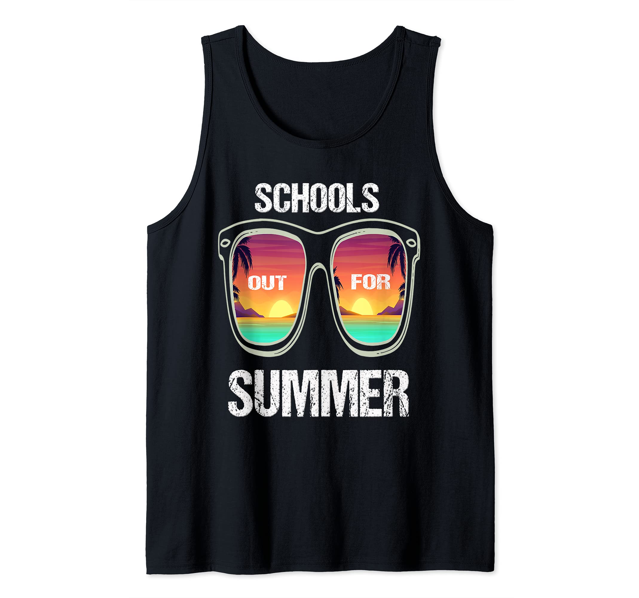 Schools Out For Summer Vintage Retro Teacher Student Tank Top, Black