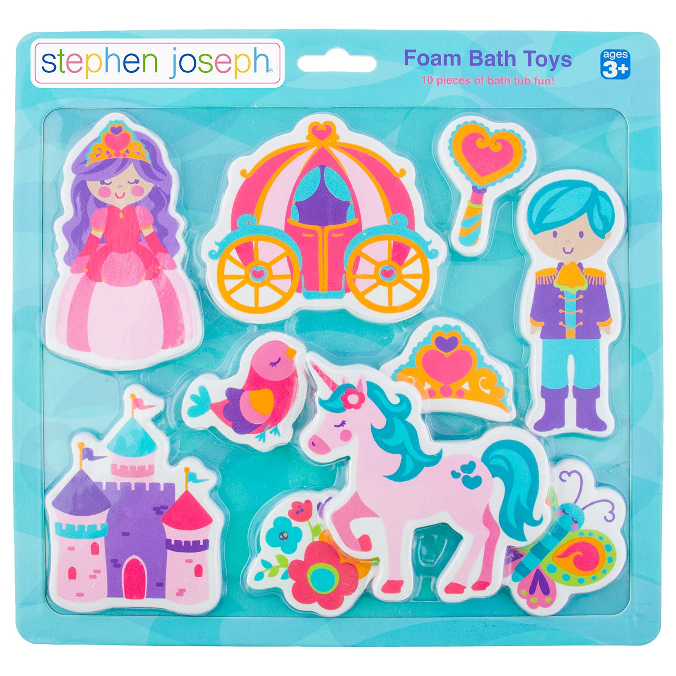 Stephen Joseph, Floating Foam Bath Character 10-Piece Toy Set, Axolotl