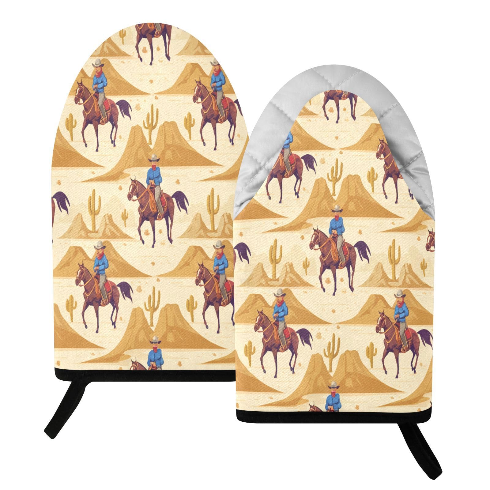 BURSTDDY Desert Cowboy Oven Mitt,Heat Resistant Kitchen Mitts for Cooking