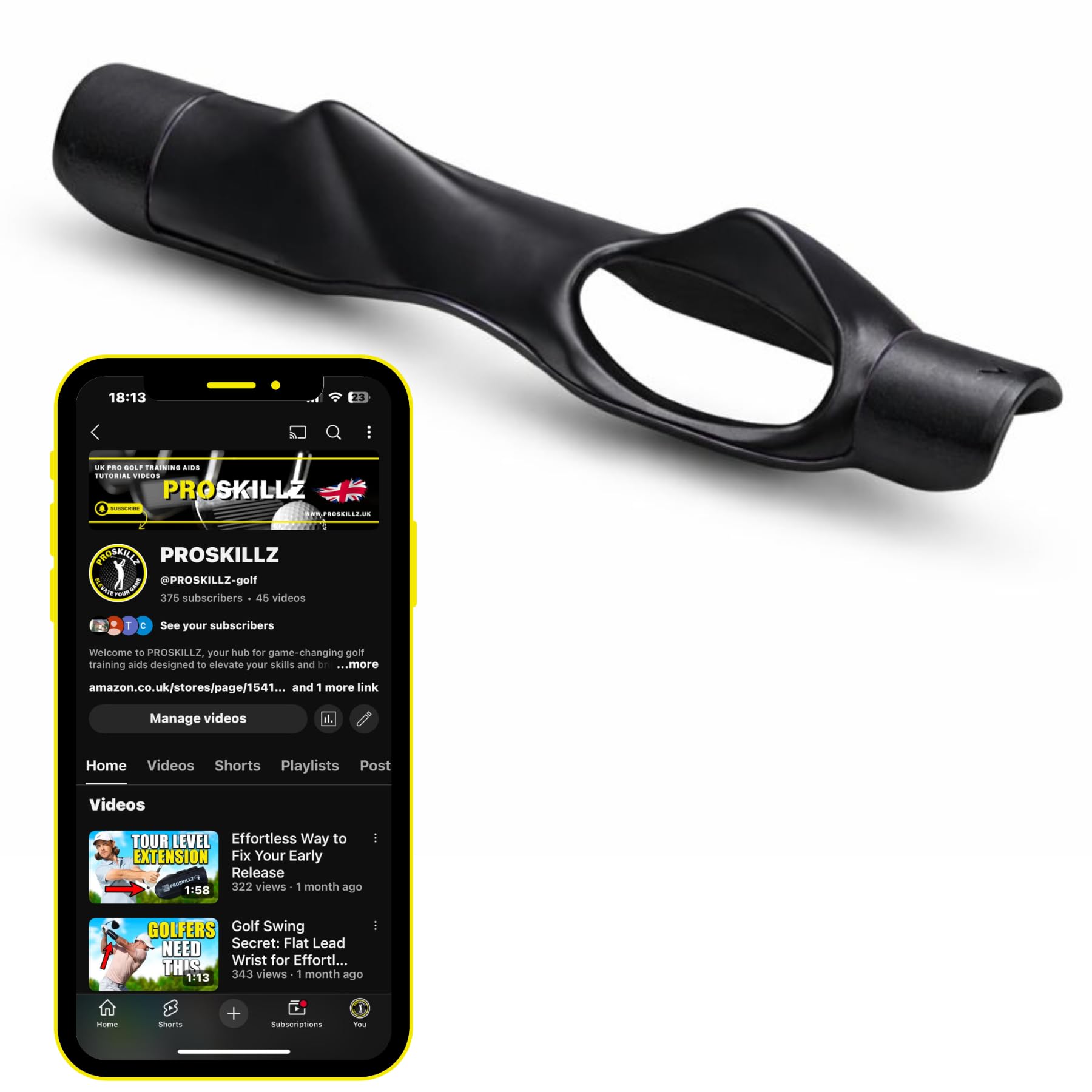 PROSKILLZ UK PRO Golf Grip Trainer with Free Tutorial Videos – Enhance Hand Placement & Muscle Memory for Better Swing, Accuracy & Control – Durable for All Skill Levels