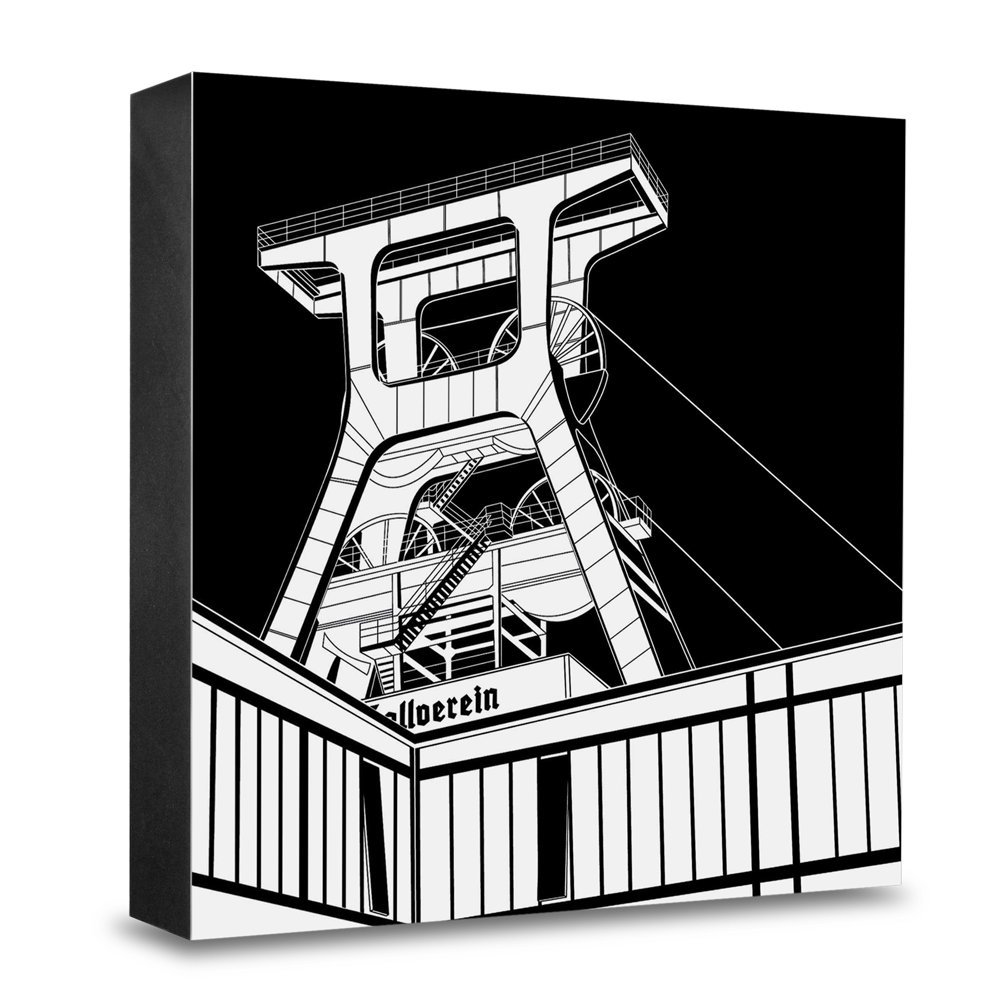 COGNOSCO - Photo wooden block large - 20 x 20 cm - city graphics - wall picture international architecture - food, promotion tower.