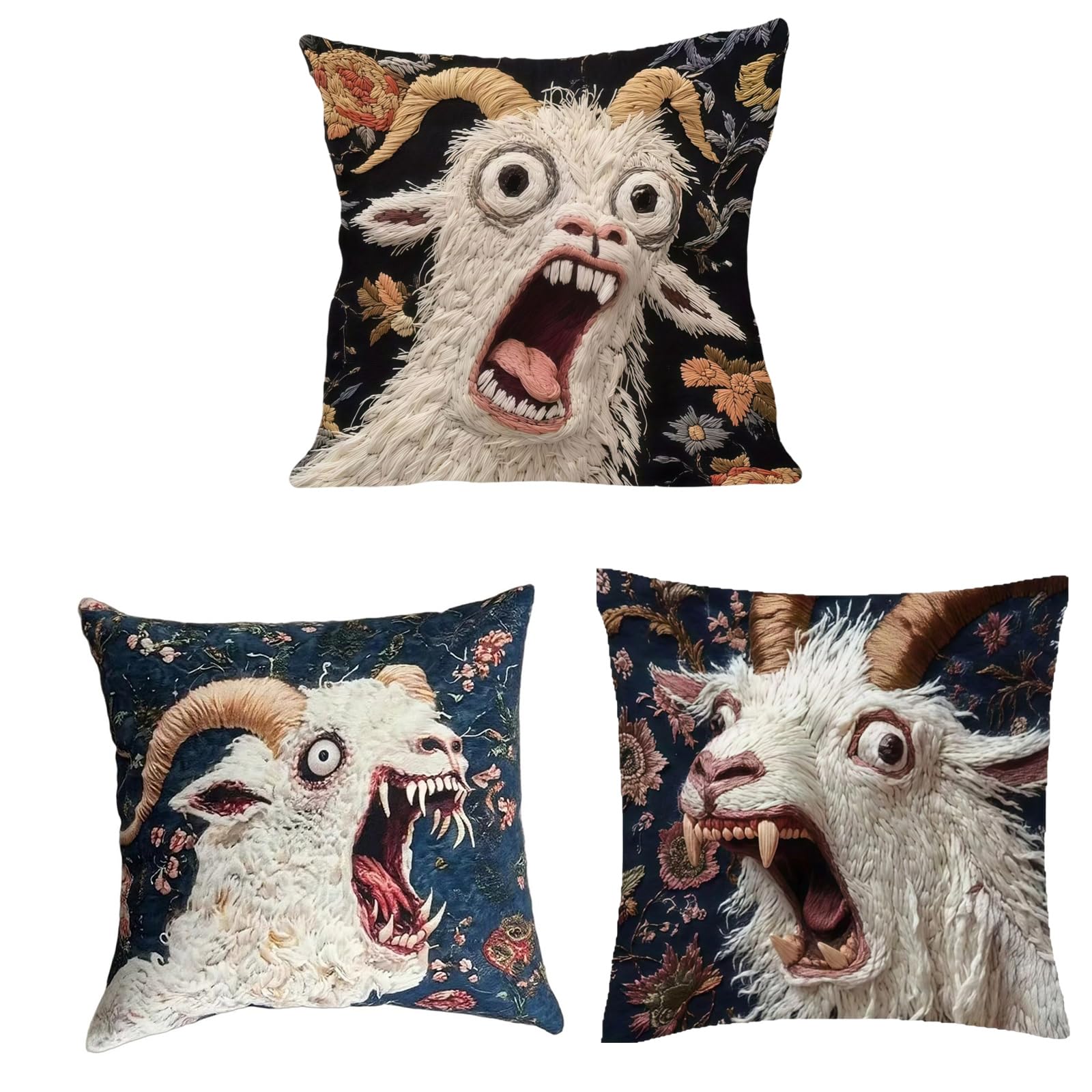 Hzbb A Goat Design Square Pillowcase With Plush Fabric Living Room Machine Washable Pillow Case