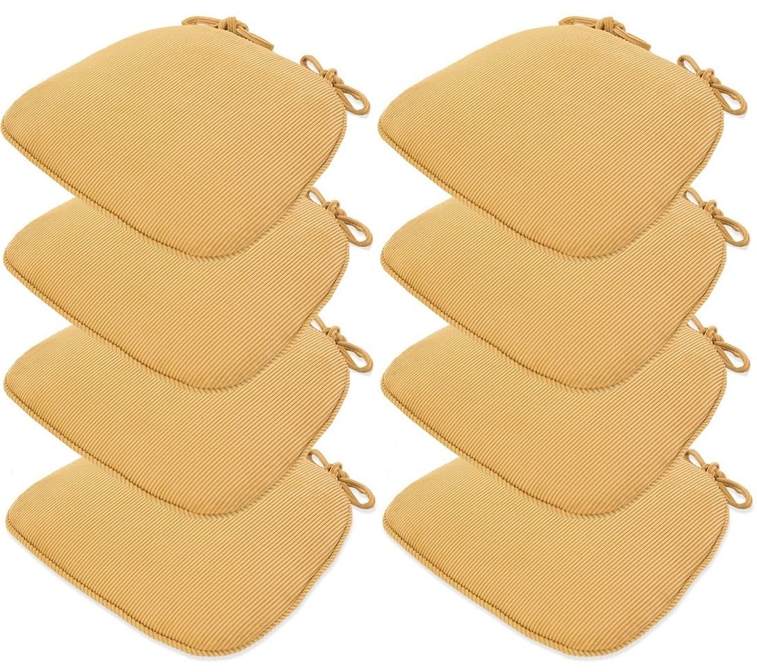 2/4/6/8 paquetes de cojines para silla de comedor en forma de U, almohadillas antideslizantes para silla de cocina y cojín para asiento de comedor con funda lavable a máquina) (amarillo 41 x 43 cm (8