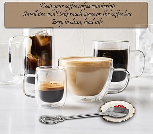 Miniatura 7 de Soporte para cucharas de café con forma de hongos, soporte de cuchara de cerámica, borde dorado, accesorios para barra de café, cucharadita, soporte