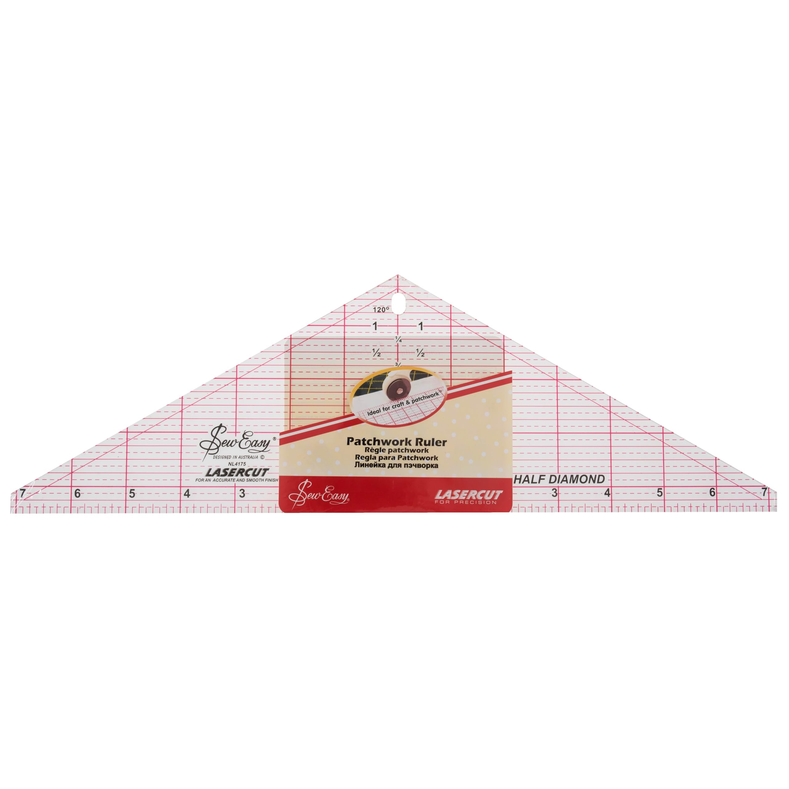 Sew Easy Sewing and Patchwork Ruler - Various Shapes and Sizes, Half Diamond Quilting Ruler 14.5 x 4.5 inch