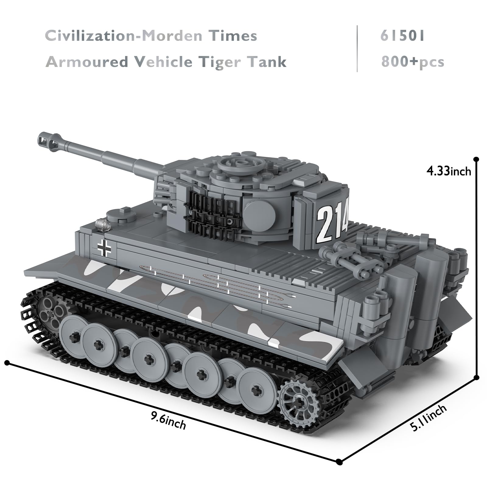 JMBricklayer RC WW2 Military Tiger Tank Building Blocks Sets for Adult 61501 War Armor Battle Tank Vehicle Model Construction Toys with Motor & Remote - Image 4