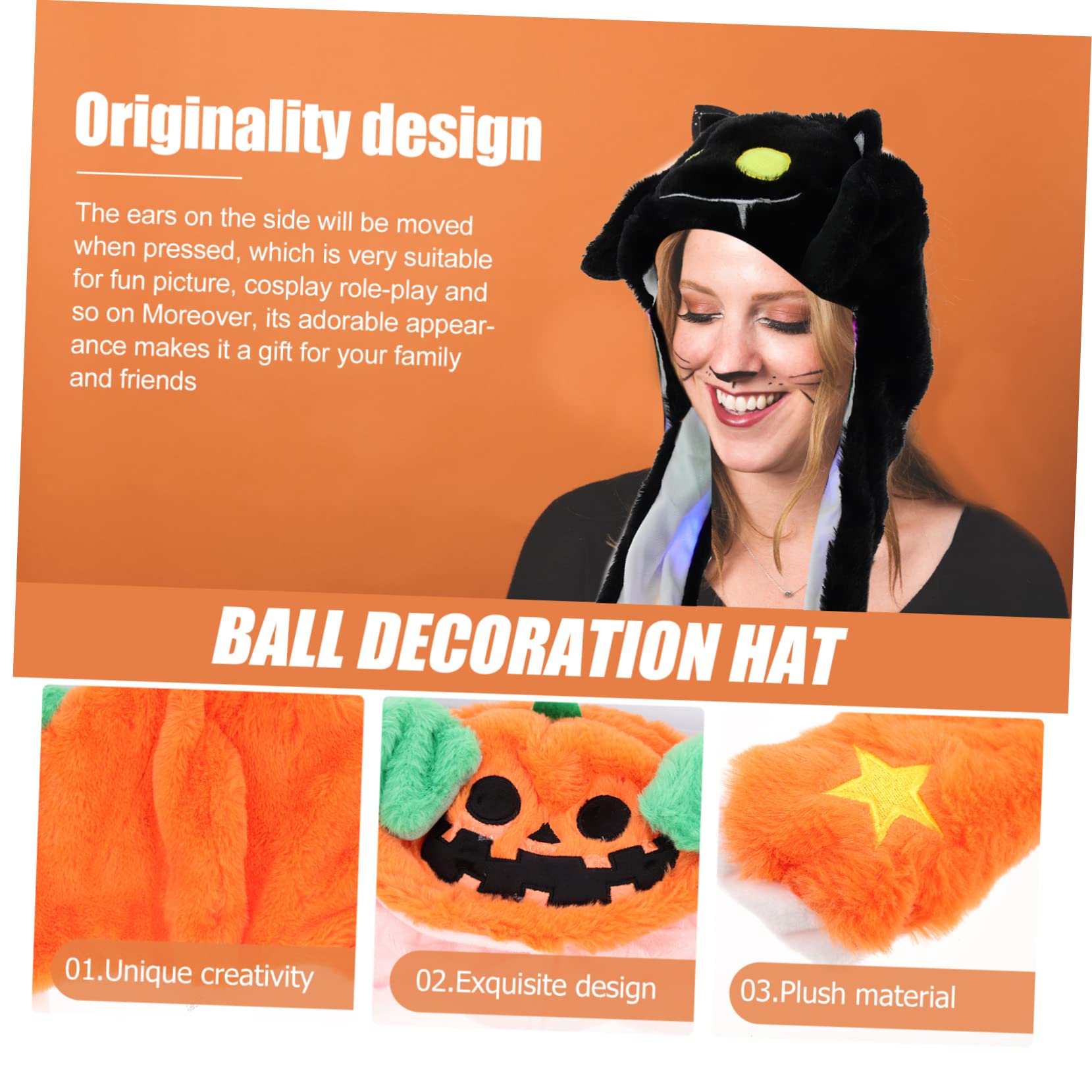 VICASKY 4piezas Sombrero De Fiesta Halloween Orejas Móviles Accesorio Divertido Para Eventos y Celebraciones Para Carnaval y Cosplay