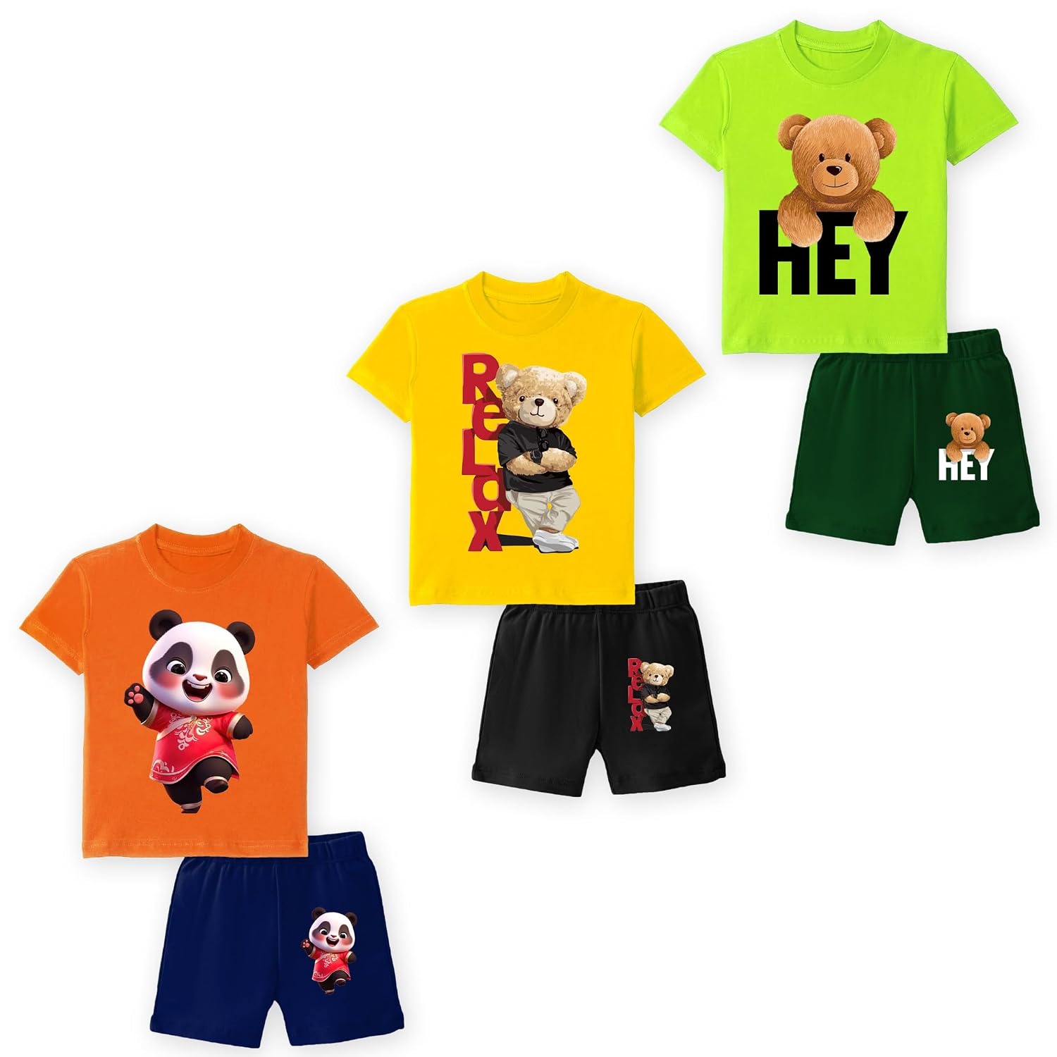 TS LAVI TAVI Baby Boys And Girls' Summer T-Shirt and Shorts Set Printed, Pack Of 3 Styles, Multicolour - Review, Price and Buying Guide