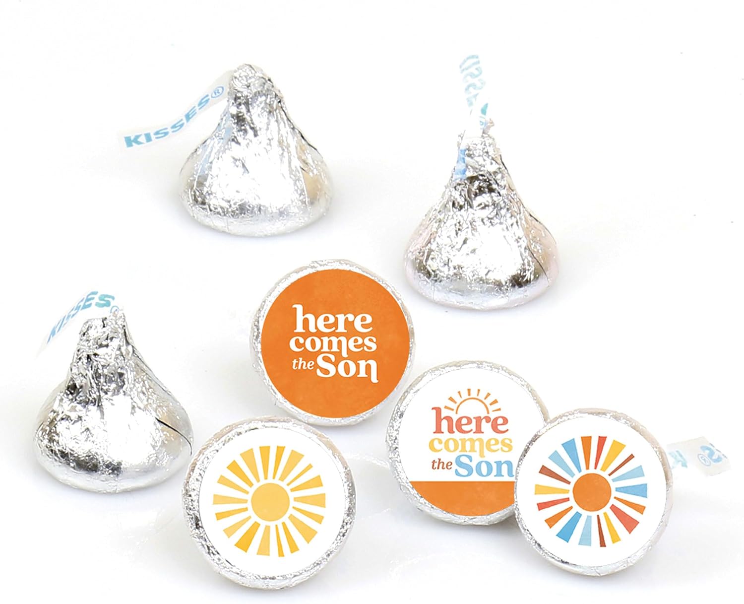 Big Dot of Happiness Here Comes The Son Small Party Stickers, Boy Boho Baby Shower Round Candy Favors, Labels Fit Chocolate Candy (1 Sheet of 108)