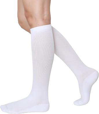 Travel Compression Socks for Women, 20-30 mmHG, Graduated Compression for Flight Travel XL, White