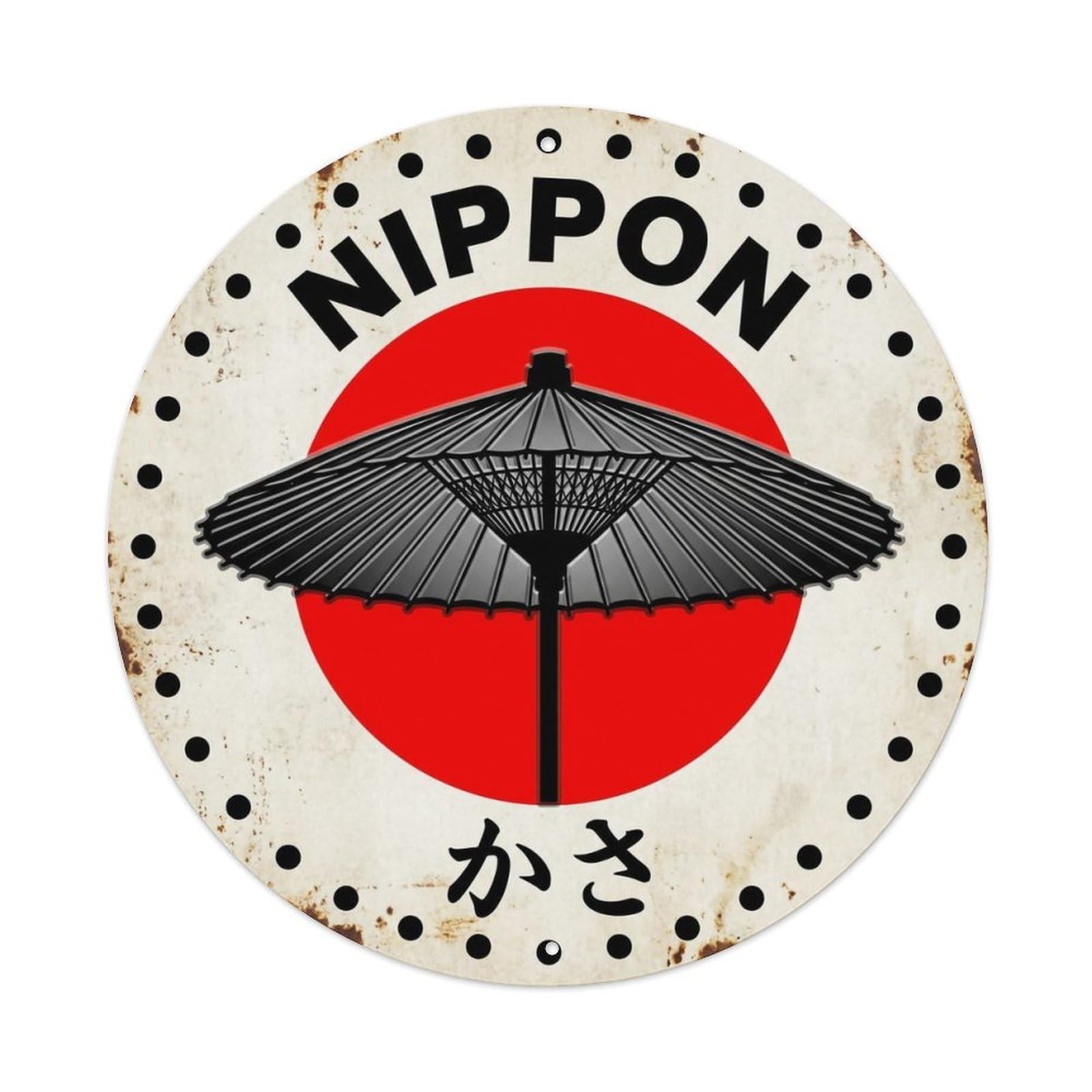 Yrnq 8X8inch Vintage Style Shrine Umbrella Nippon Sacred Parasol Historic Metal Tin Sign
