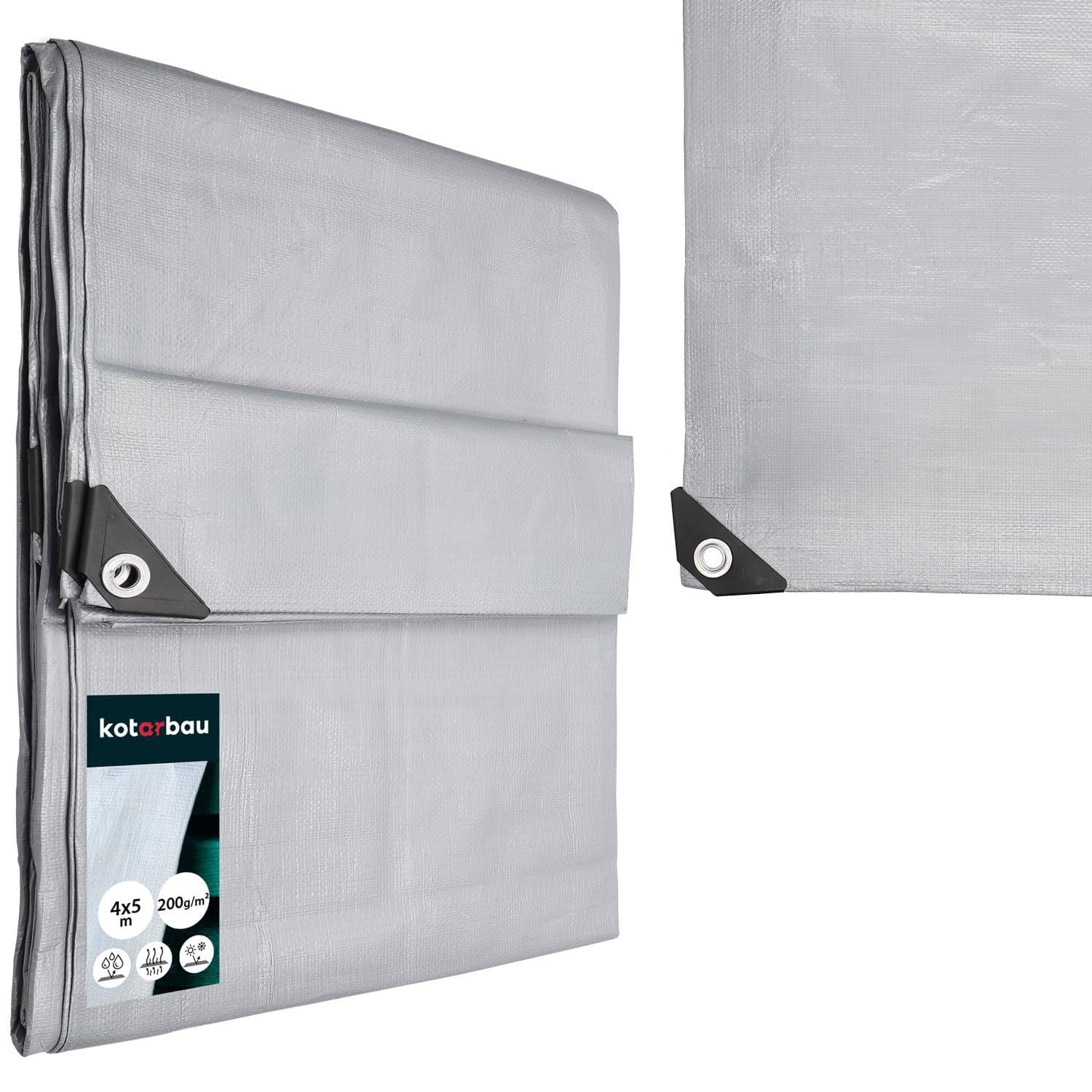 Lona impermeable exterior KOTARBAU 4x5 m de polietileno plata