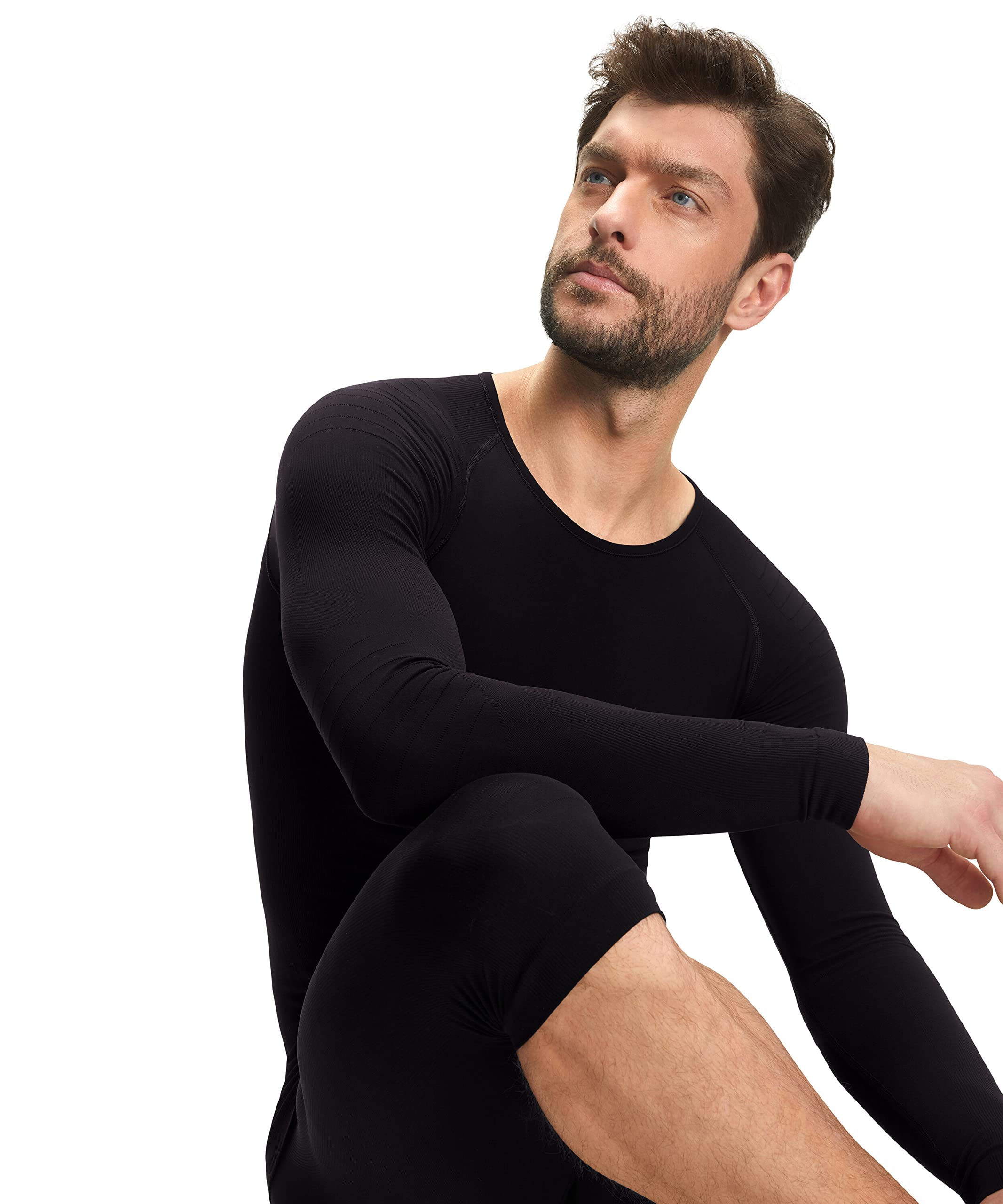 FALKE Hombre Warm Round Neck capa de base superior Ropa Interior Térmica Para Climas De Suaves a Fríos Secado Rápido Transpirable Hilo Funcional 1 pieza