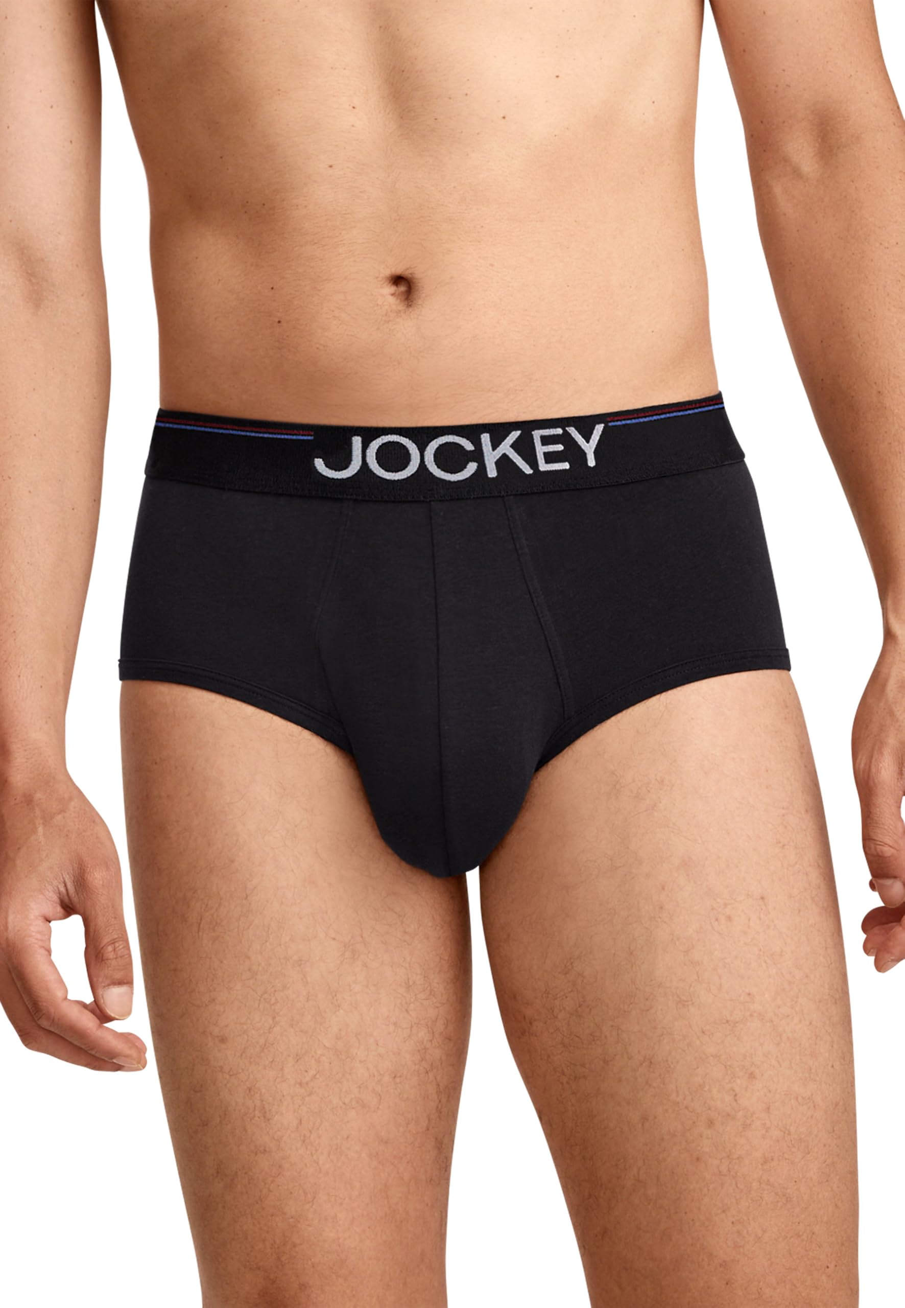 Jockey Men's Cotton Stretch Comfort Brief - 3 Pack, Black, L