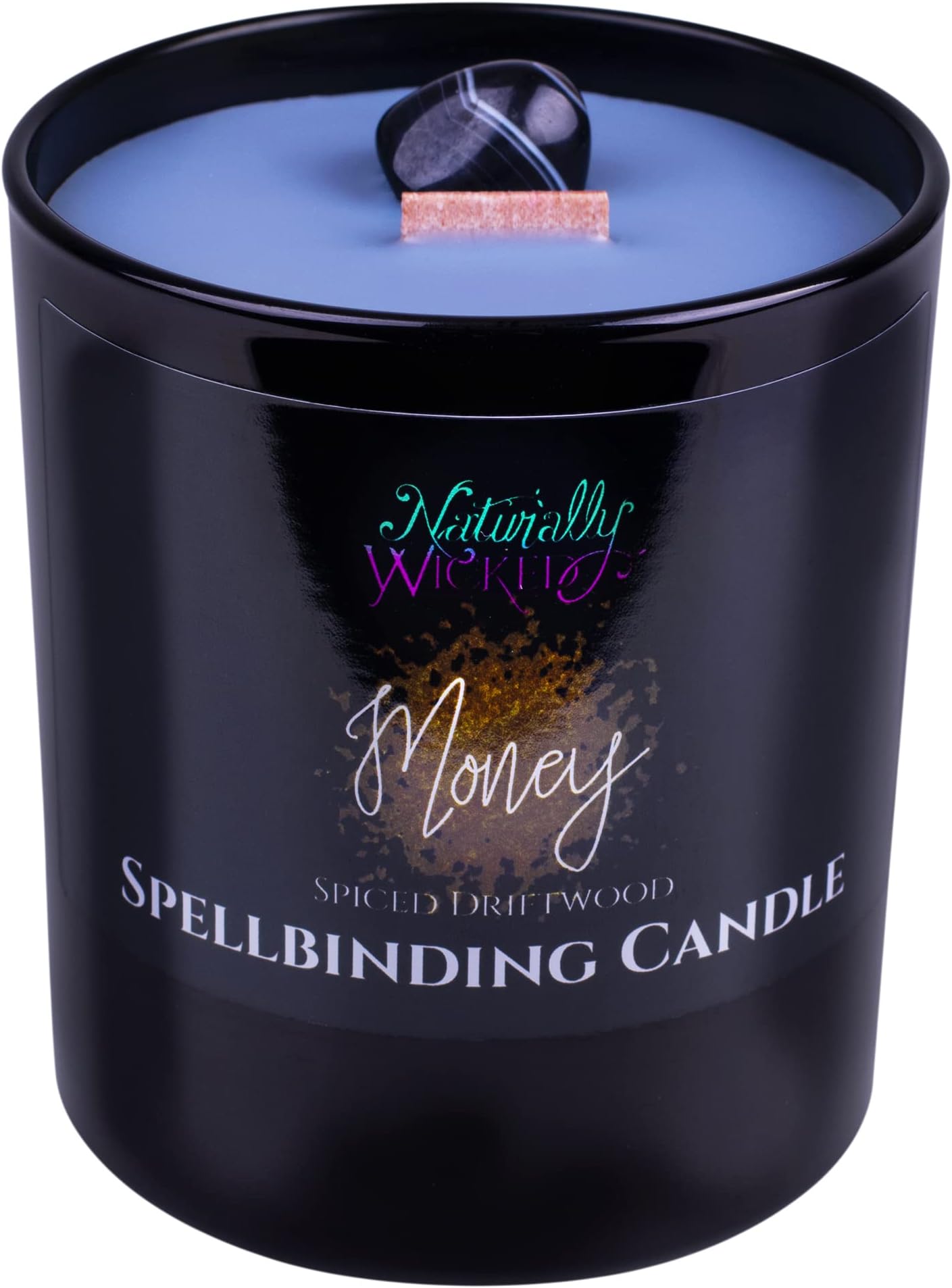 Naturally Wicked Spellbinding Money Candle | Scented Crystal Spell Candle | Inc Unique Candle Gift Box
