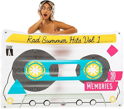 BigMouth Inc. Flotador de piscina con cinta de cassette gigantesco flotador de piscina que mide más de 5 pies, divertido vinilo inflable de verano