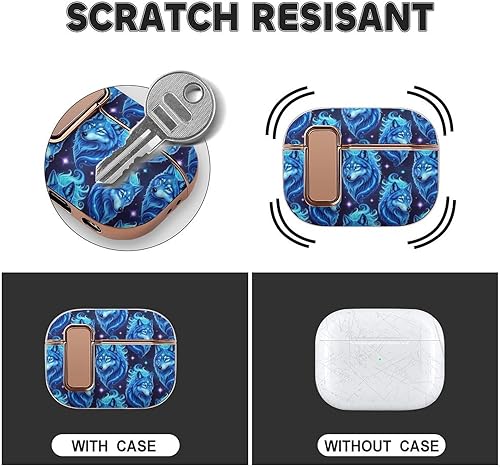 Miniatura 3 de Headphone Cover Compatible with Airpods Pro 2 Case Blue Galaxy Wolf, Plastic, with Lock, Shockproof Protective