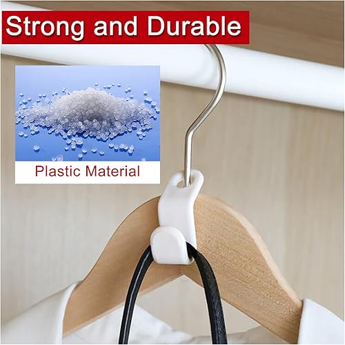 Miniatura 4 de Andiker 40 ganchos para colgar ropa, mini organizador de plástico para colgar ropa, ganchos de conexión en cascada que ahorran espacio para perchas