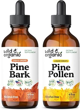 Wild & Organic Pine Bark Tincture 4 fl oz & Pine Pollen Tincture 4 fl oz