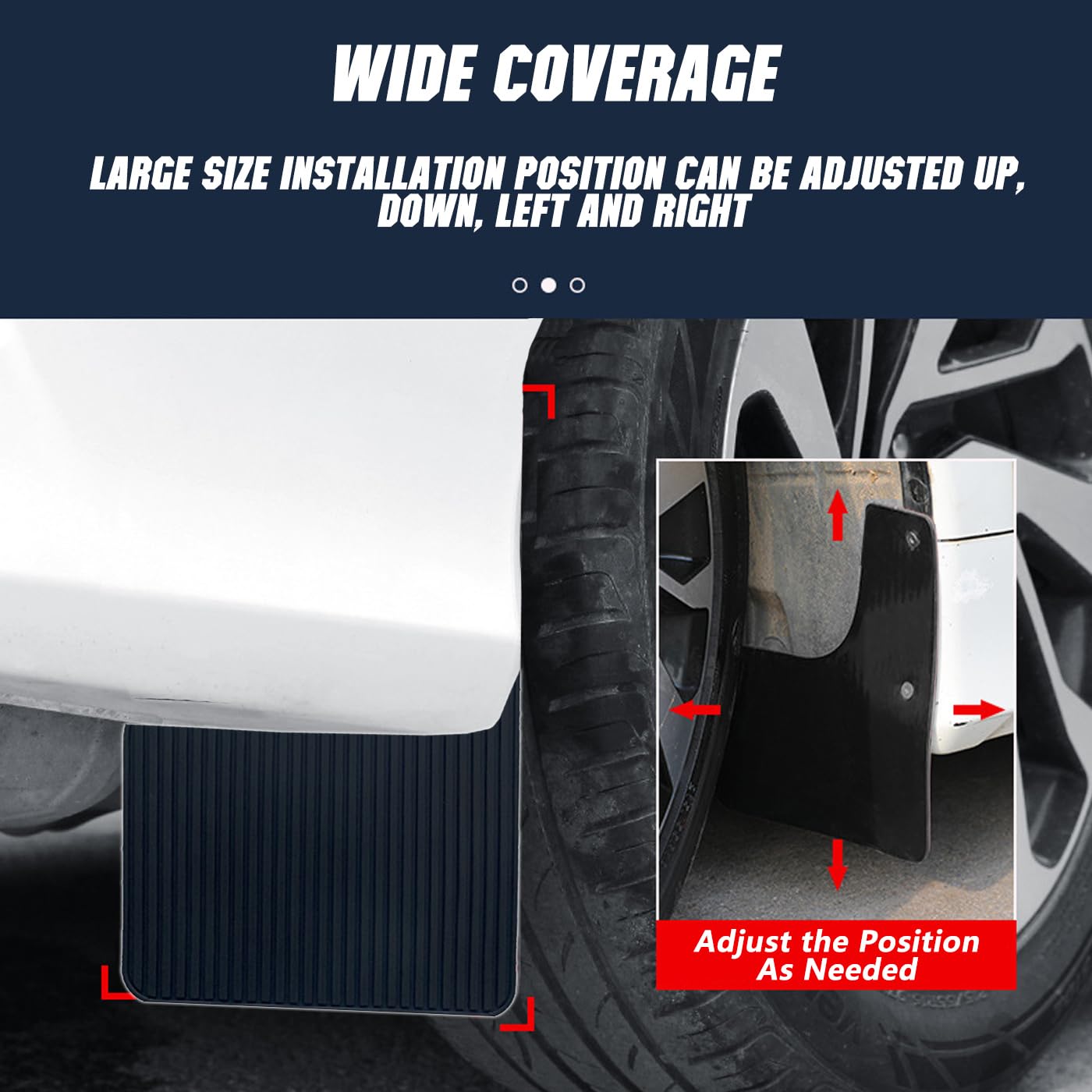 QUYDDC Standard Size Soft Rubber Mud Flaps Universal Wear Resistance Mudguards All Weather Wide Body, Fits for SUVs MPV (Not Fits to Full-Size SUVs) Exterior Accessories Black, Front & Rear, 4Pcs Set