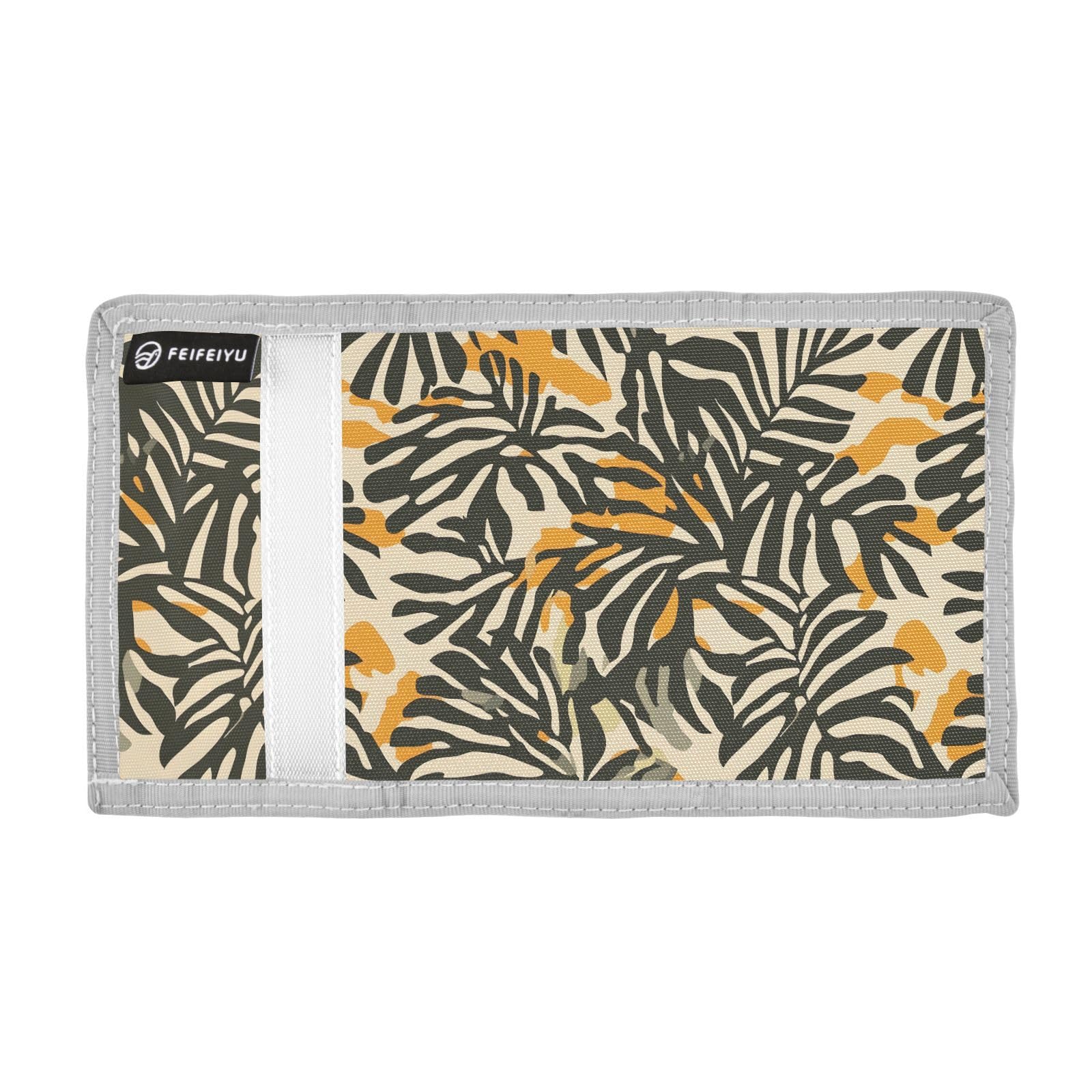 zyrtty Kids Wallets for Boys Girls Ages 4-18 Trifold, Leopard Print Leaves Plants Wallet with Zippered Coin Pocket and Card Holders, Novelty Wallet for Childrens Birthday Gifts