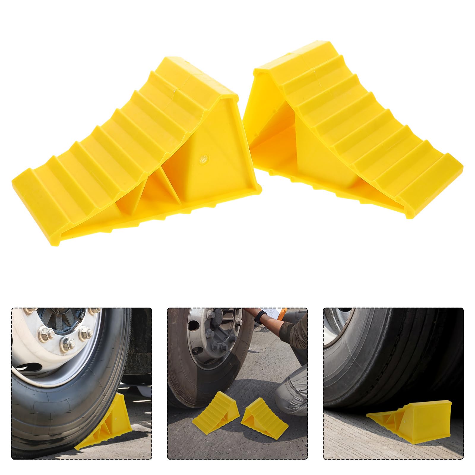 Radkeile 1 Paar Kunststoff 20X12X11cm Unterlegkeile für Pkw LKW und Nutzanhänger Anti Rutsch Zubehör für Garagen und Parkplatzschutz