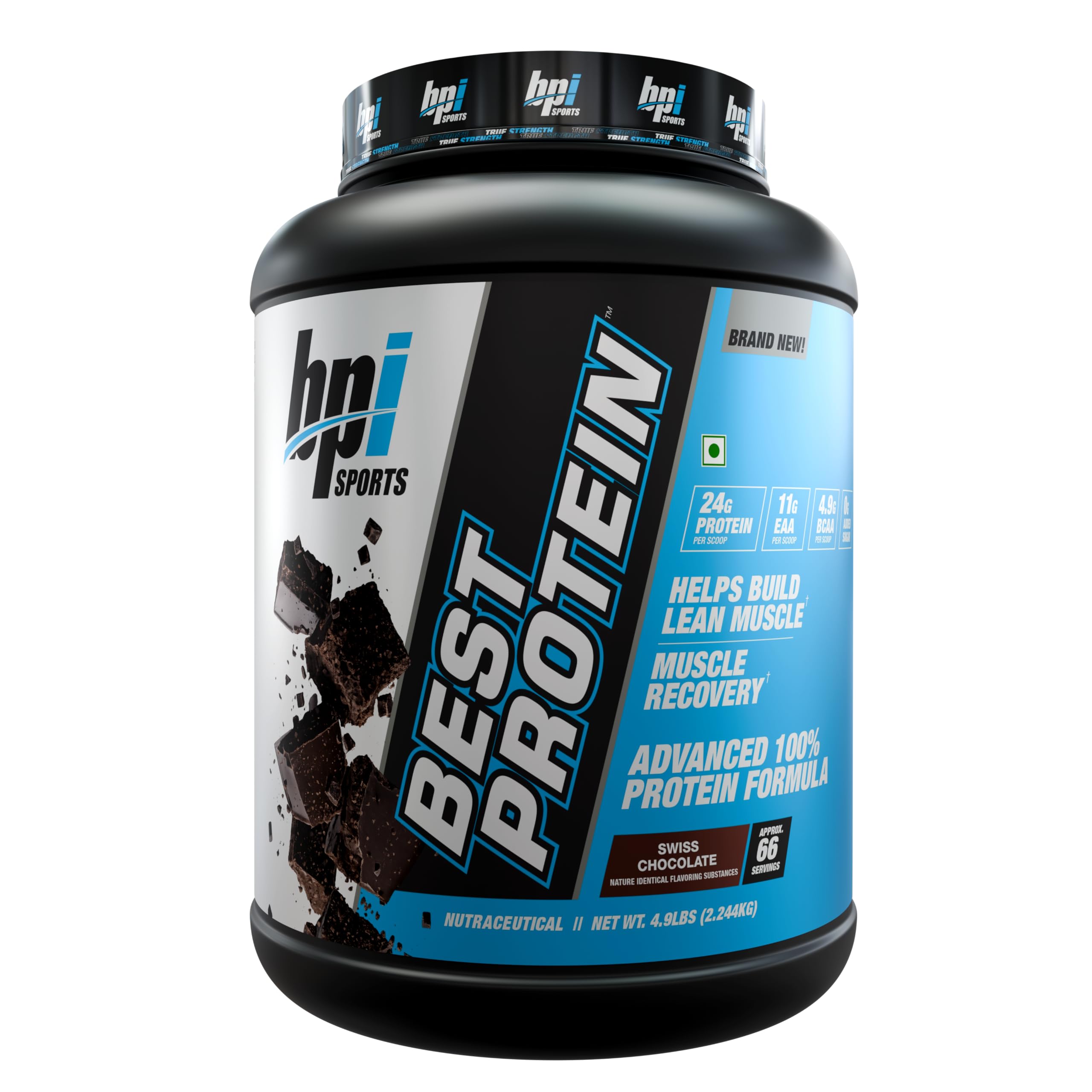 BPI Sports Best Protein Powder | Swiss Chocolate | 2.24kg (4.9 lbs) | 24g Protein Per Scoop | 66 Servings | Whey Protein Blend-image-41