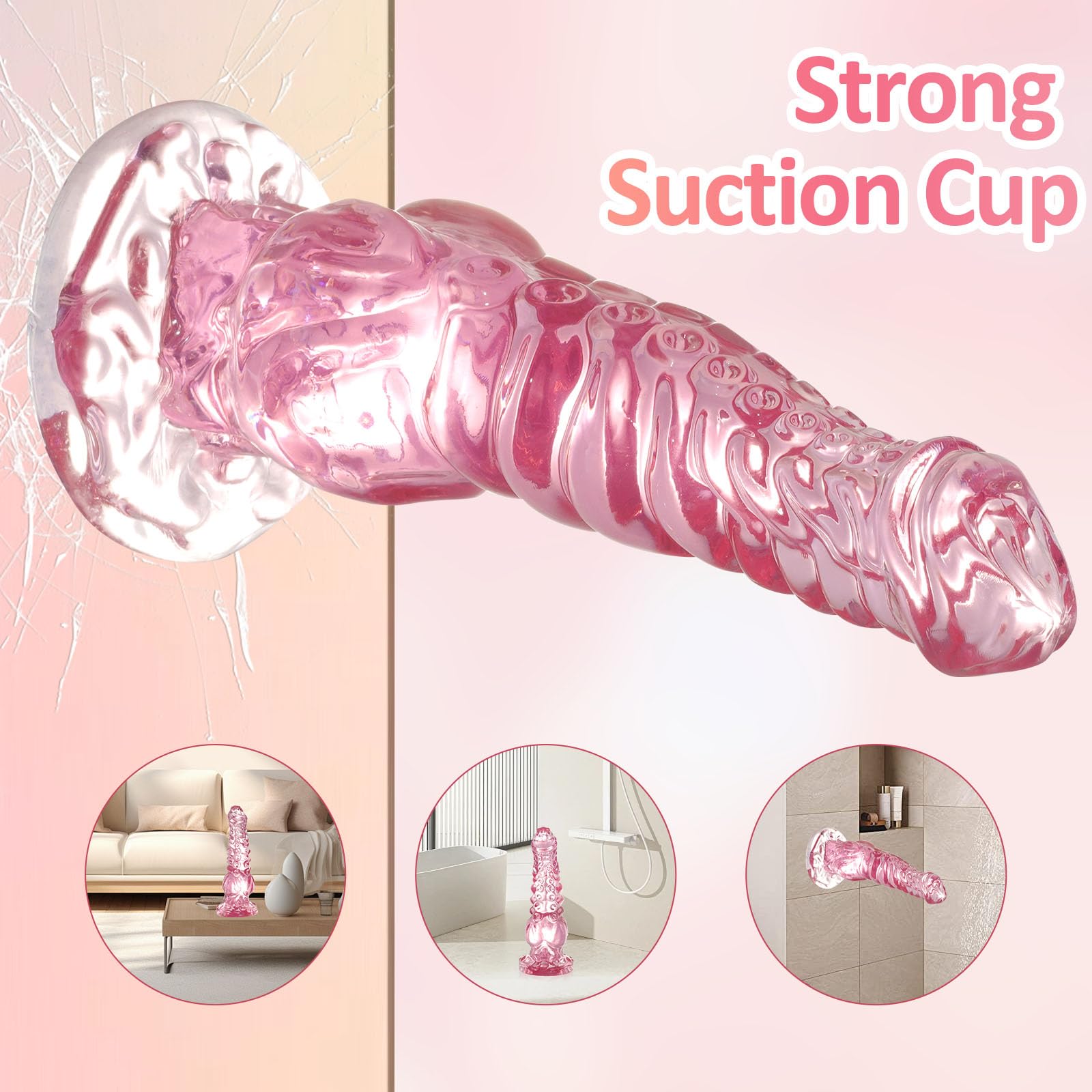 9.4in Monster Dildo Pink,Fantasy Tentacle Knot Dildo with Big Knot and Strong Suction Cup, Adult Sex Toys for Women Men Gay