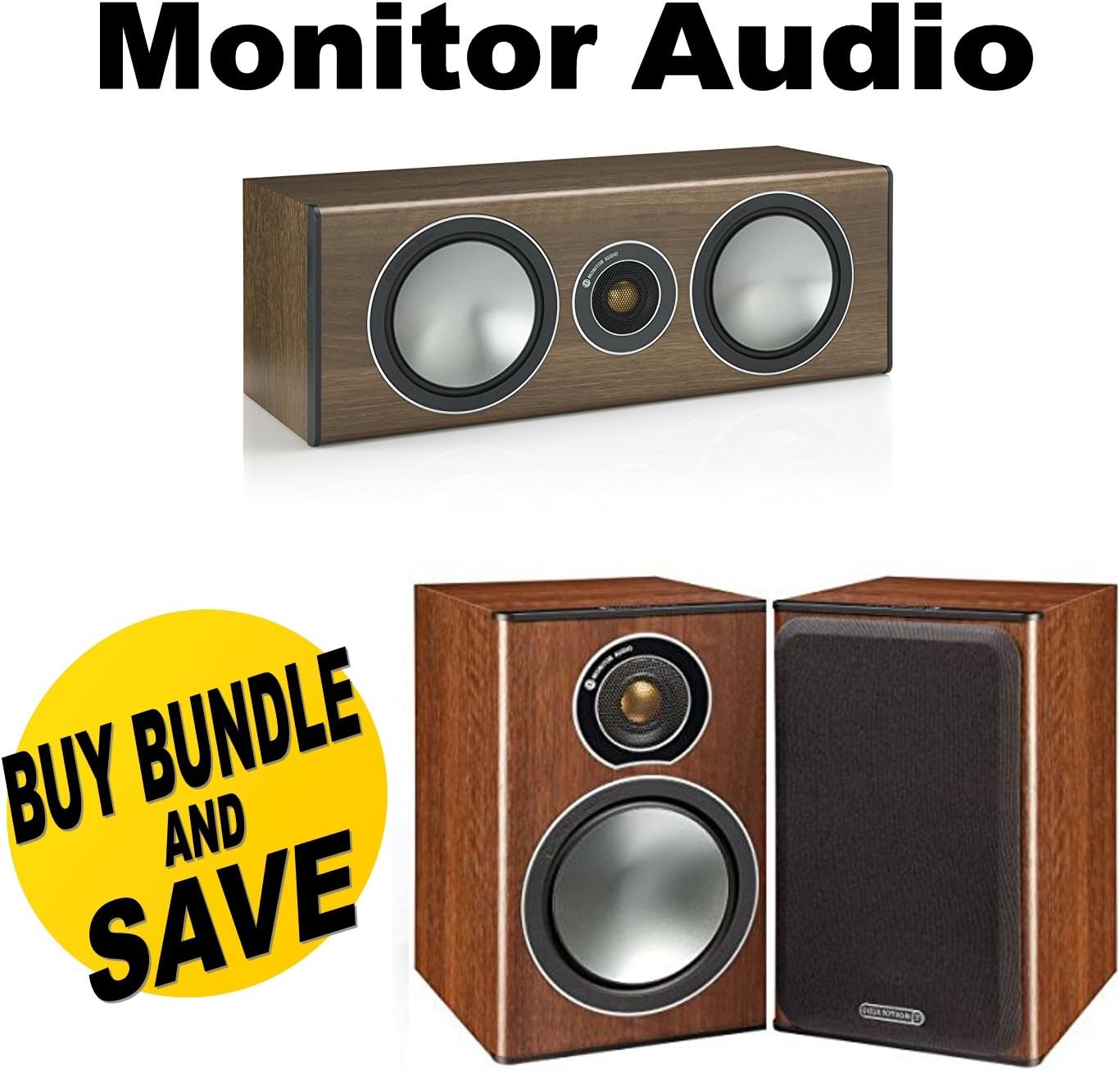 Monitor Audio Bronze Series 1 2 Way Bookshelf Speakers Walnut