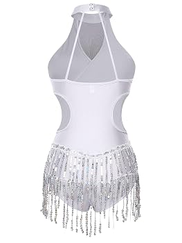 Justaucorps Danse IEFIEL Femme - Paillettes - Dos Nu - Patinage & Danse Latine