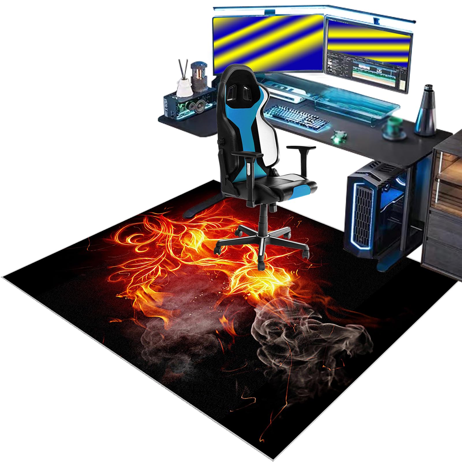 Gaming Chair Mat for Carpet, Rolling Chair Mat, Heavy Duty Office Chair Mats for Carpeted and Hardwood Floor Carpet Protector Chair Mat for Home and Office 120 x 140 cm Floor Mat for Office Chair
