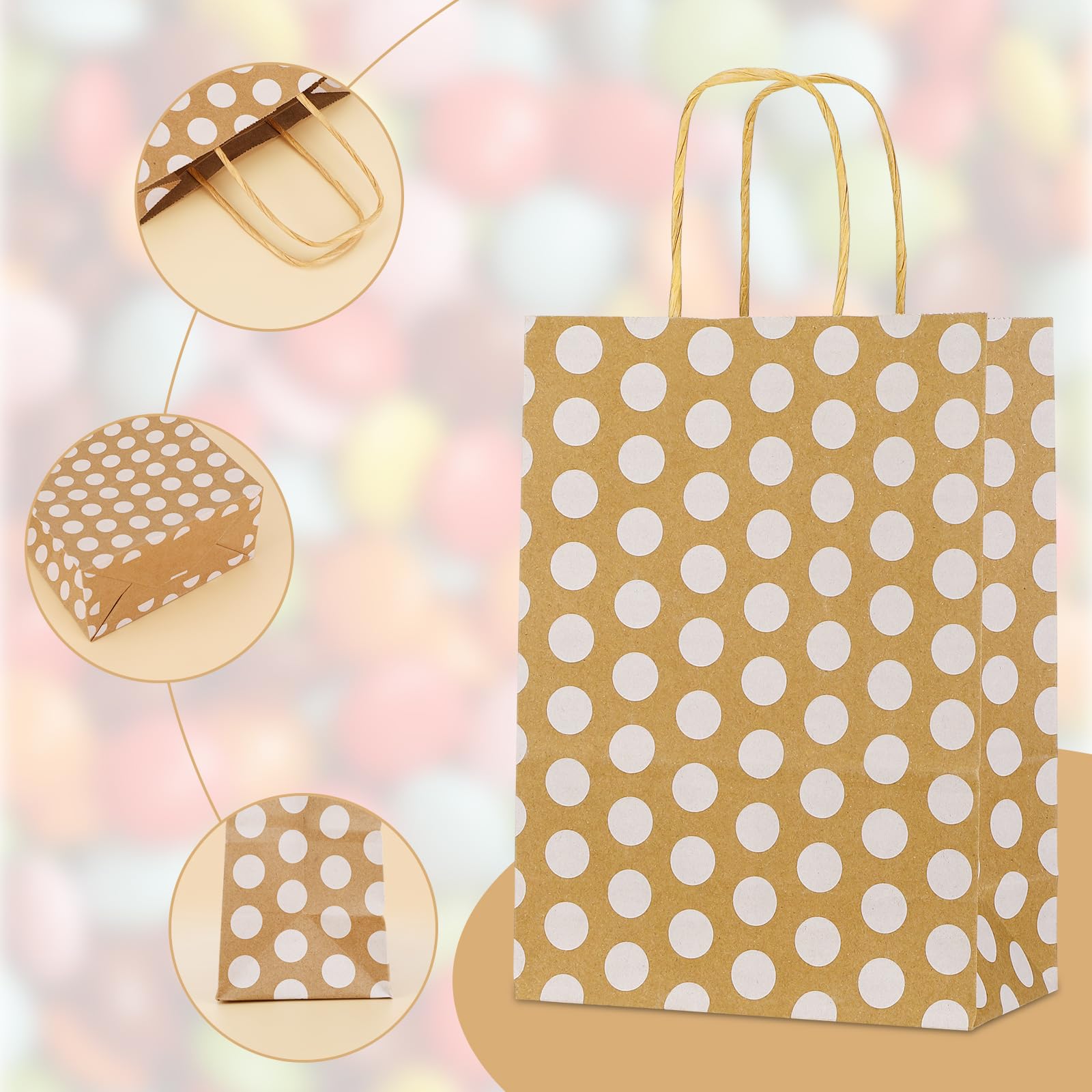 Farnirvana 20 Pezzi Sacchetti di carta per feste, Sacchetti per Regalini Fine Festa con manico, bustine borsa regalo per confezionare regali, per Matrimoni,Natalizi Feste,Halloween,compleanno bambini