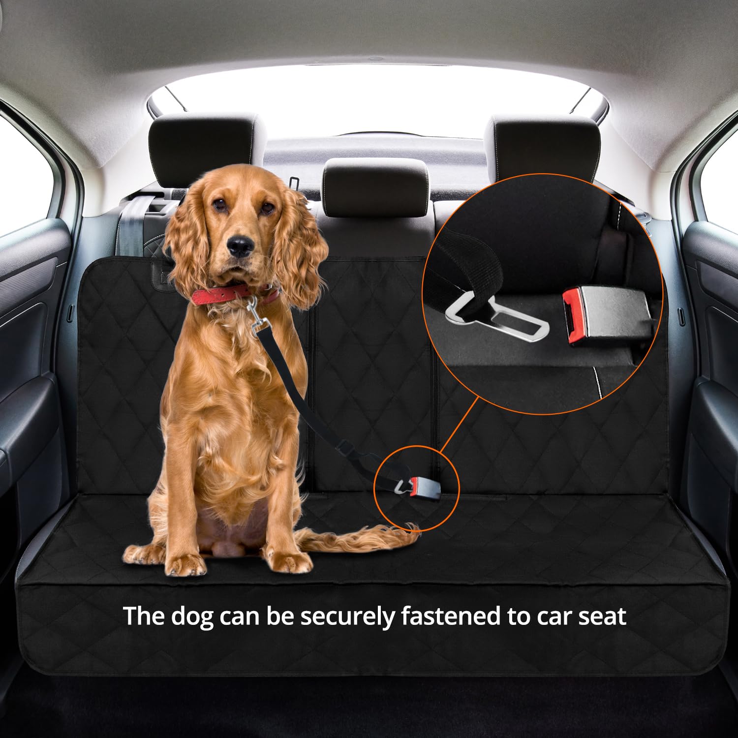 QWORK® Duradero Funda Coche Perros, Protector Coche Perros Asiento Trasero Impermeable, Funda Asiento Coche para Todos los Automóviles, Minivans y SUV