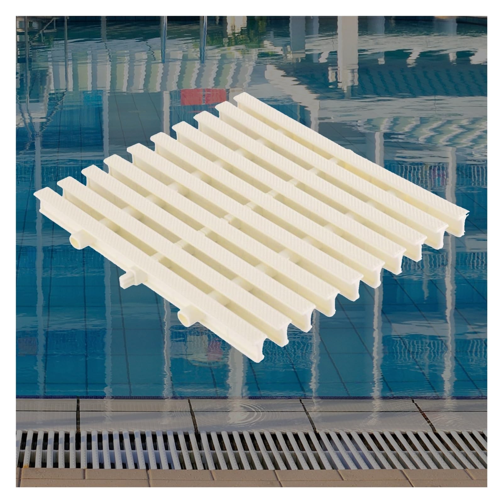 Grille de drainage extérieure haute résistance beige pour goulotte de piscine