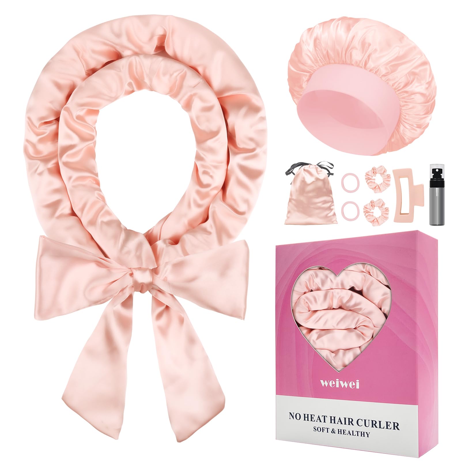 weiwei 70" Satin Heatless Curlers Hair Curler