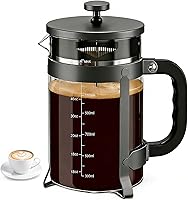 Vista 13 de QUQIYSO Cafetera de prensa francesa de acero inoxidable 304 con 4 filtros, resistente al calor, duradera, fácil de limpiar, prensa de café de vidrio