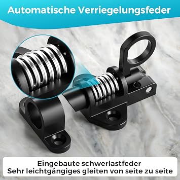 2 Pcs Door Bolt Spring Latch, Door Latch Black, Gate Bolts for Wooden Gates