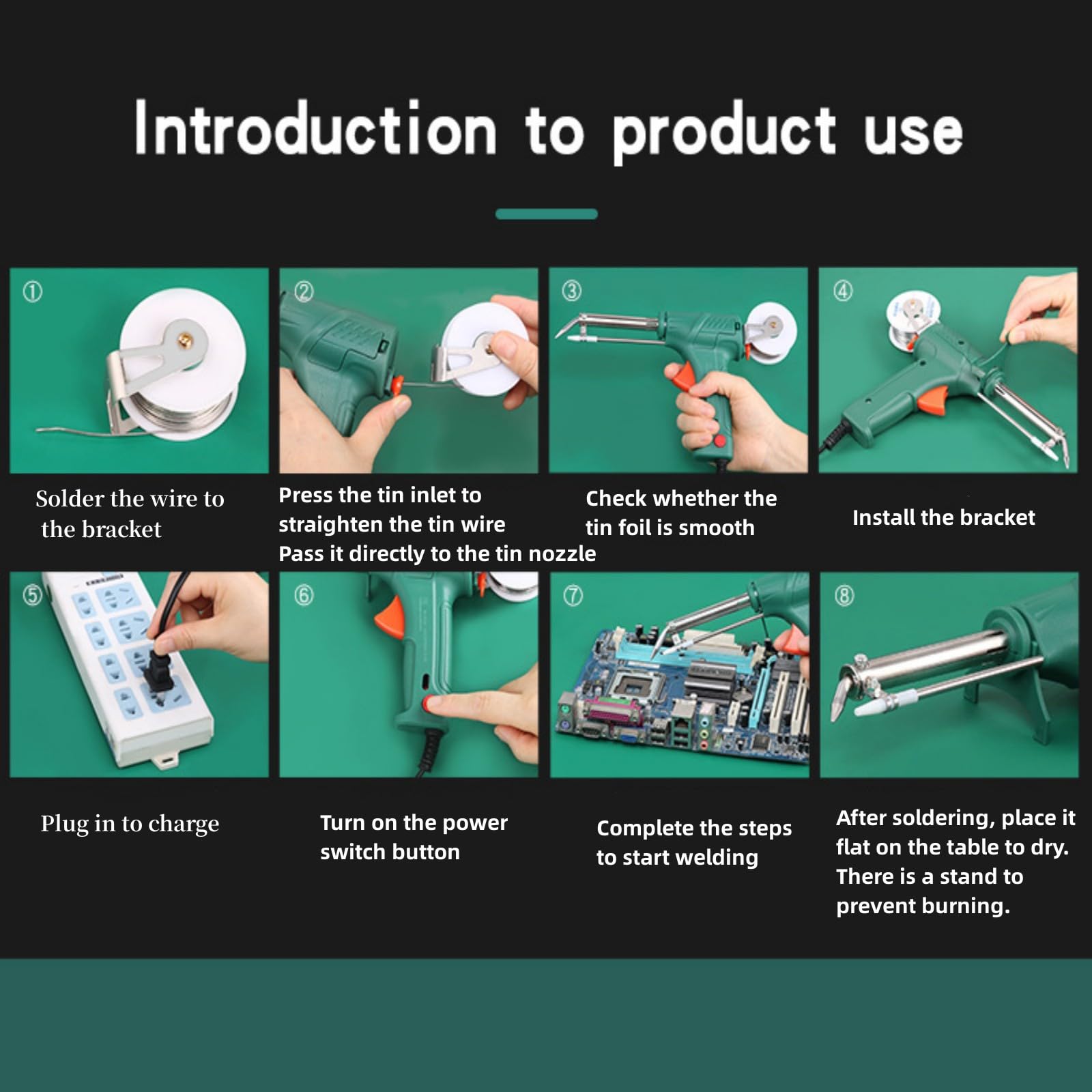 Soldador Láser Industrial Con Calefacción Interna | Kit De Pistola De Hierro De Soldadura Multifunción 6 En 1-herramienta De Soldadura Portátil Para Uso De Metalurgia,Diario E Industrial(Color:verde)