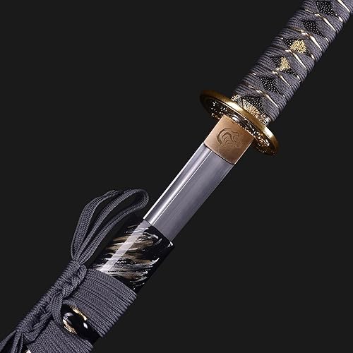 Miniatura 4 de ANATAK Espada Katana hecha a mano, espada samurái japonesa de acero al carbono 1060acero doblado de Damascoacero T10 acero al carbono arcilla