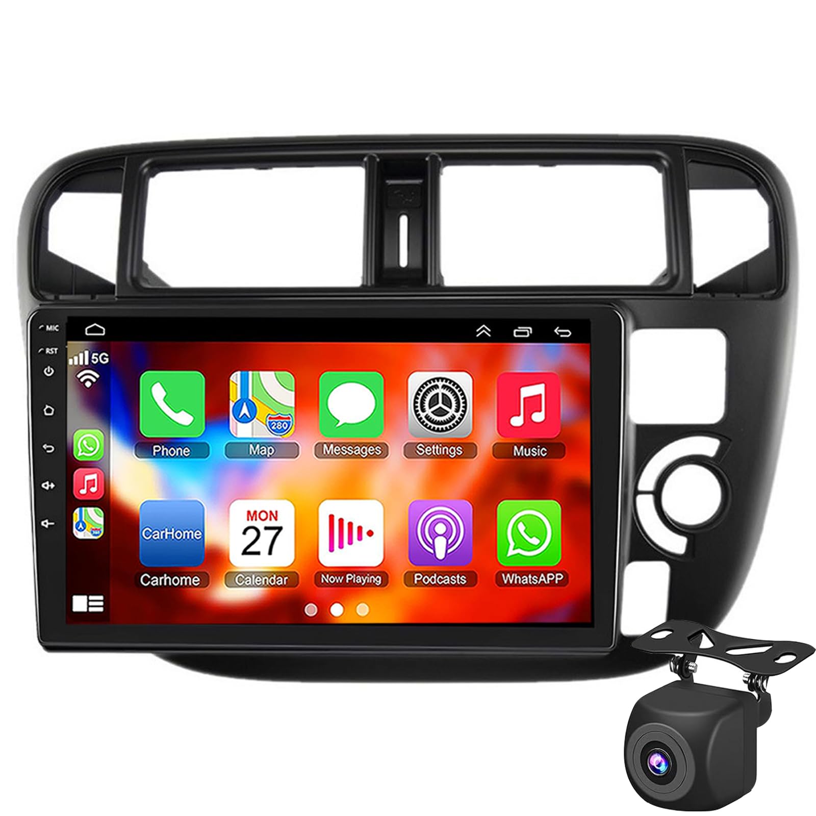 Keoaiob 4G+64G Car Radio For Hon-da Civic EK3 EK4 EK9 1995-1999 With Wireless CarPlay And Android Auto — 9-Inch Touchscreen Radio With WiFi/GPS/Bluetooth 5.0/EQ/FM RDS Radio(Color:8 Core 8+128G)