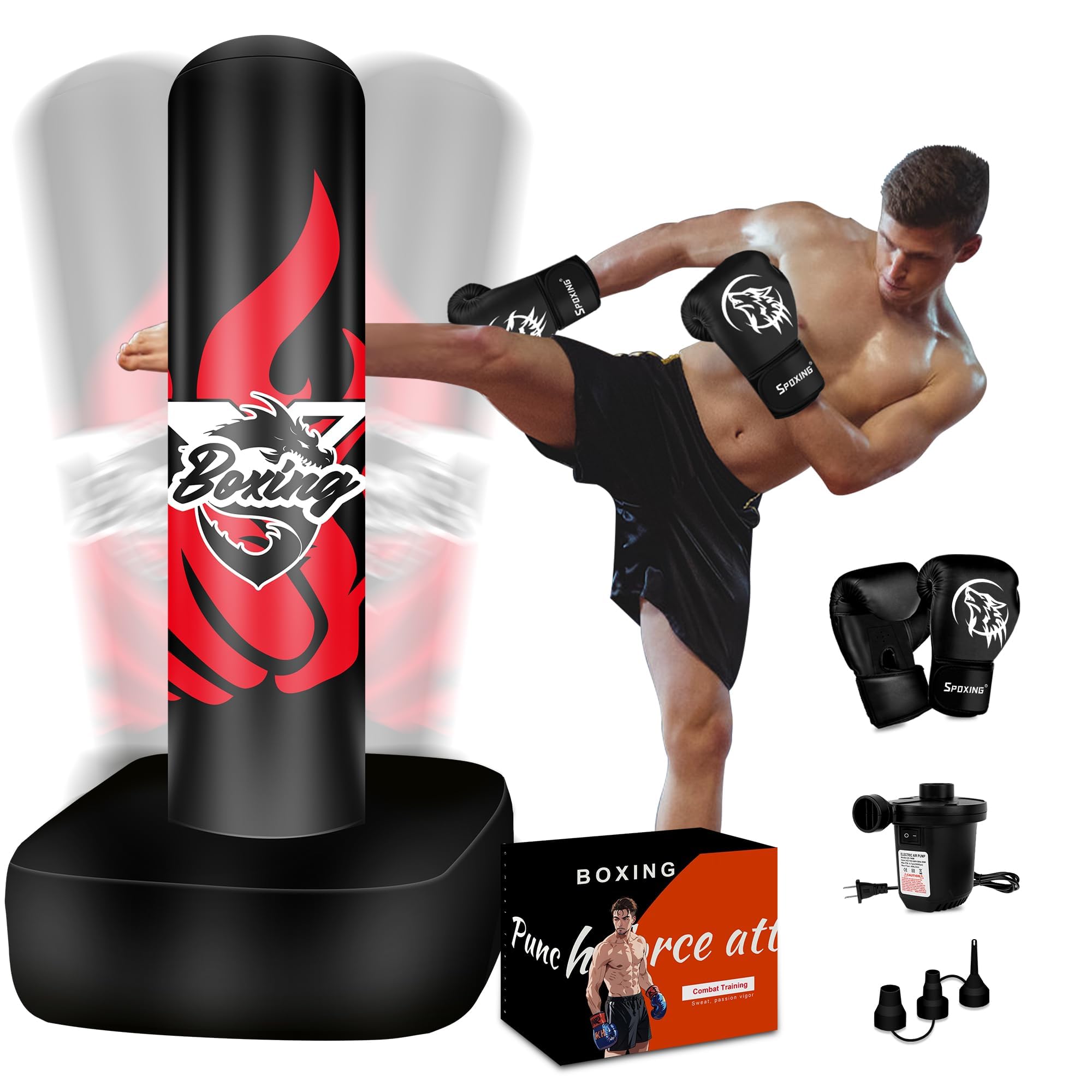 Standing Punching Bag for Adult Teens, 70" Freestanding Punching Bag