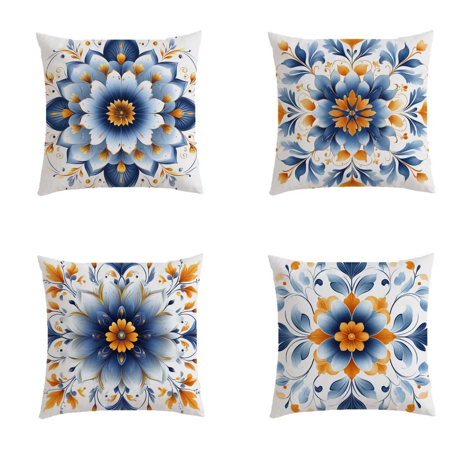 Housse de coussin haut de gamme 40x40cm violette en lin effet bohème avec zip invisible S945